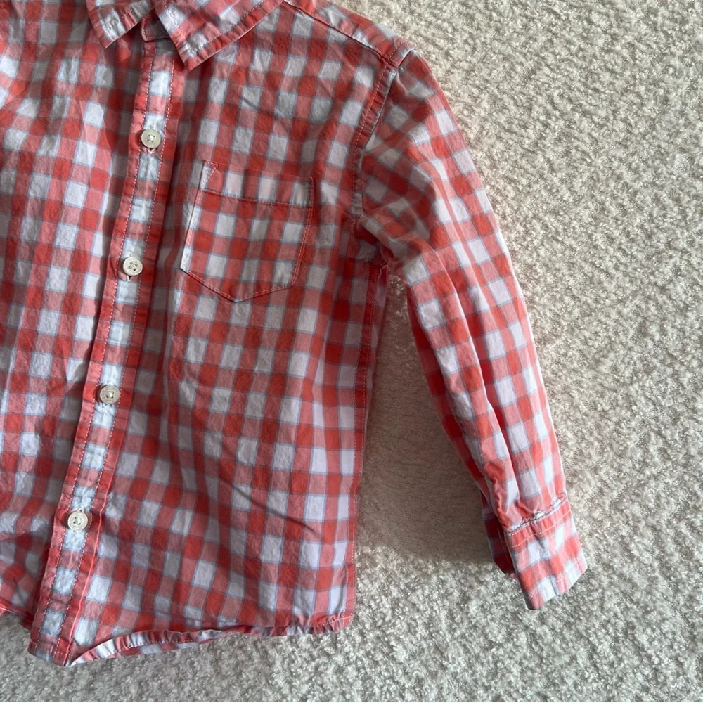 Janie And Jack Toddler Boys Button Down Plaid‎ Dress Shirt Size 18-24 Months